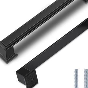 6pcs solid 5 inch hole center black cabinet pulls